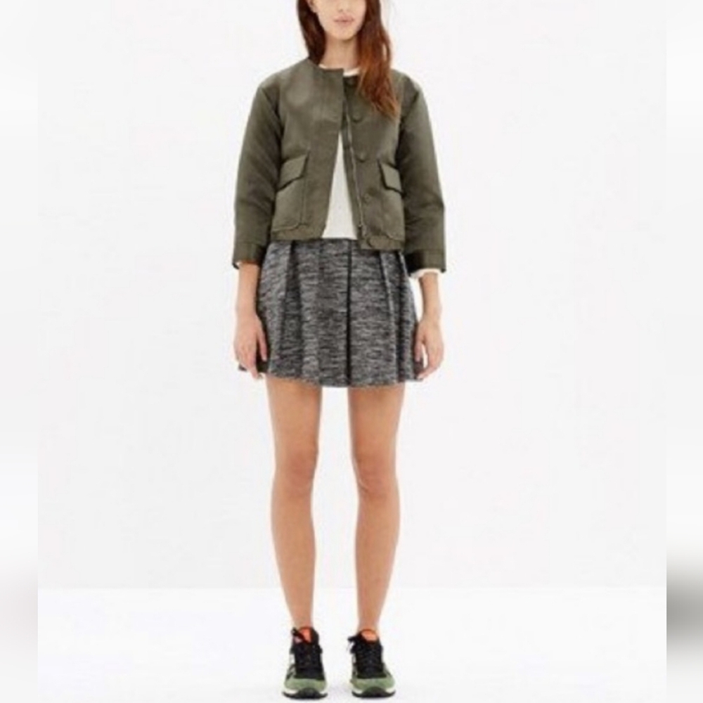 Madewell Countdown Charcoal Gray Tweed Preppy Pleated Academia Mini Skirt